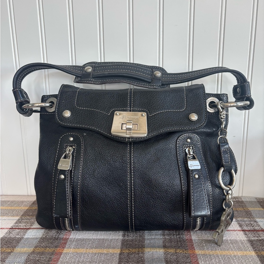 B. Makowsky Black Leather Satchel